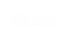 Logotipo de Shanti Psicología Clínica con símbolo floral estilizado y una figura humana